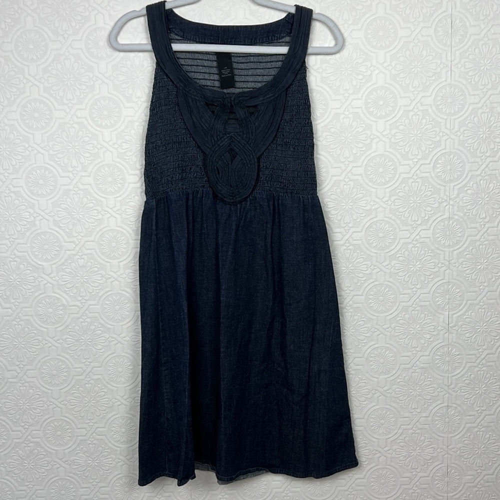 Calvin‎ Klein Jeans Sleeveless Denim Dress Scoop Neck Smocked Casual Comfortable
